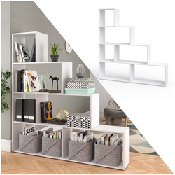 Vicco Treppenregal ASYM Raumteiler weiß Bücherregal Standregal Aktenregal Hochregal Aufbewahrung Regal