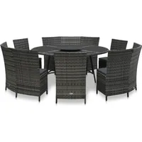 vidaXL Garten-Essgruppe 7-tlg. Tisch Ø 160 x 74 cm grau