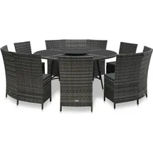 vidaXL Garten-Essgruppe 7-tlg. Tisch Ø 160 x 74 cm grau
