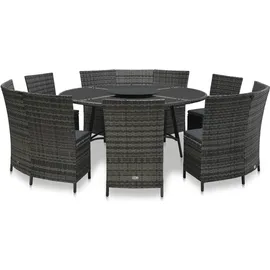 vidaXL Garten-Essgruppe 7-tlg. Tisch Ø 160 x 74 cm grau