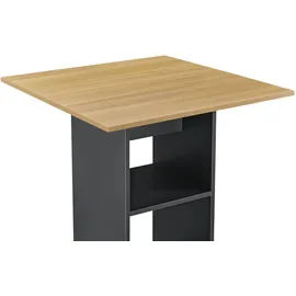 [en.casa] Bartisch Visby 110x70x70 cm mit 3 Regalfächern Dunkelgrau/Holzfarben