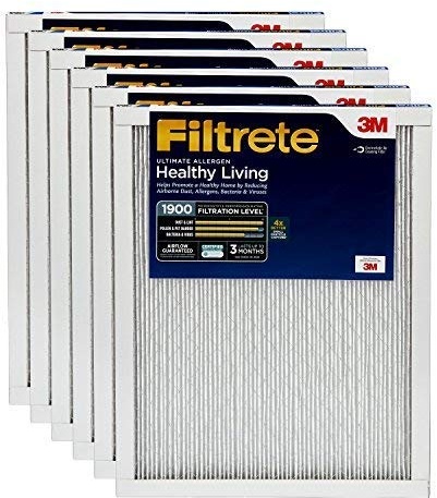 Filtrete 23,5 x 23,5 x 1 Luftfilter, MPR 1900, MERV 13, Healthy Living Ultimate Allergen 3 Monate plissierte 2,5 cm Luftfilter, 6 Filter