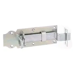 Schlossriegel,m.flachem Griff,gekröpft,m.Schließblech,disp.,Platte LxB140x52mm