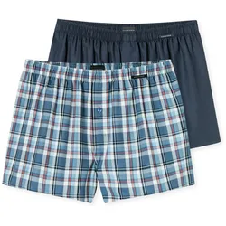 SCHIESSER Herren Web-Boxershorts, 2er Pack - Webware, Unterhose, Baumwolle Blau M