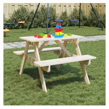 vidaXL Picknicktisch für 4 Kinder mit Schirmloch Massivholz Tanne