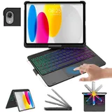 FOGARI Magic Tastatur Hülle für iPad 11 Generation A16 2025 11 Zoll, Magic Keyboard für iPad 10 Generation 2022 10,9 Zoll mit 360° Drehbar Beleuchtete Tastatur Hülle und Multi Touch Trackpad, Schwarz