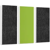 platino24 Schallabsorber COLORE aus Basotect G+ I 3 Stück I 82,5 x 27,5 x 5 cm I Wand-Paneele in Anthrazit & Hellgrün I Akustikpaneele mit Akustikfilz zur Schalldämmung in Büro, Studio & Wohnung
