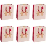 eurowrap X-30900-3Cpack - Packung 6 Geschenktasche - Tüte Kraft, Format Medium (21,5x10,2x25,3 cm), robust und wiederverwendbar, Lebkuchen Weiß, 6 Stück
