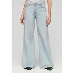 Superdry für Damen. W7011066A Flared Jeans mit weitem Bein und rohem Saum blau (26/32), Lässig, Baumwolle, Denim