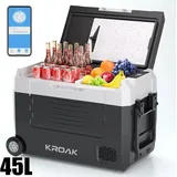 Bärbare Auto Kühlbox Gefrierbox - Kompressor Kühltruhe 45L - 12 V Kfz-Kühlschrank - Bluetooth Steuerung - Rollen & Griff - -20 bis +20 °C Camping