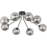 meineWunschleuchte Led Deckenleuchte Schwarz Glaskugeln Rauchglas, 88cm