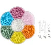 Folia Rocailles Perlen Set bunt 90 g 3x1 m Nylonfaden 3 Verschlüsse