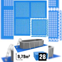 Eyepower Poolunterlage 9,8 m2 blau 62x62 cm