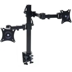 Mendler Monitorhalter HWC-D38, VESA bis 75x75/100x100mm schwenkbar neigbar drehbar bis 9kg ~ zweiarmig
