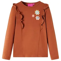 vidaXL Kinder-Langarmshirt mit Blumen-AufdruckPullover Sweatshirt T-Shirt Cognac 104 - 104