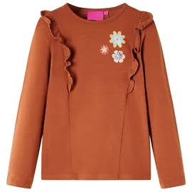 vidaXL Kinder-Langarmshirt mit Blumen-AufdruckPullover Sweatshirt T-Shirt Cognac 104 - 104