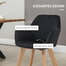 Homcom Esszimmerstuhl Samt schwarz 2er Set