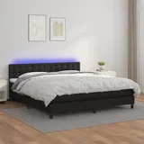 vidaXL Boxspringbett mit Matratze & LED Schwarz 180x200 cm Kunstleder