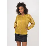 Freshlions Bomberjacke "Aurelia", Damen, Gr. L, gelb (senf), 100% Polyester, unifarben, lang, Rundhals, Jacken Bomberjacke, im sportlichen Design