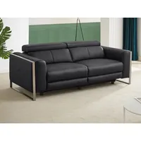 Vente-unique-Relaxsofa 3-Sitzer elektrisch - Leder - Schwarz - DAVOLI