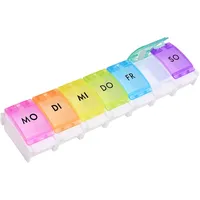 Jsdoin Tablettenbox 7 Tage, Pillendose 7 Fächer Regenbogen Tablettenbox, Medikamentenbox Leicht Zu Öffnen Regenbogen Deutsch