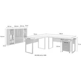 BMG Möbel Büromöbel-Set Tabor Office 2, grau