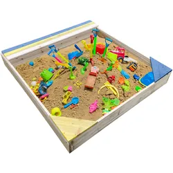 NYVI Kinder Sandkasten NYVIKids Semplice 102x96 cm - Sandkasten mit Abdeckung & 3 Sitzplätze
