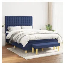 vidaXL Boxspringbett Boxspringbett mit Matratze Blau 140x200 cm Stoff Bett Bettgestell blau