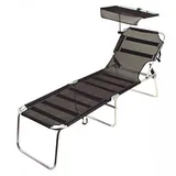 Buri Alu-Liege 196 x 58 x 38 cm schwarz inkl. Sonnendach klappbar