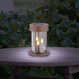 GLOBO 2er Set LED Solarleuchte, Feuer-Effekt, rostfarben, 3in1, 12 cm,