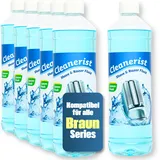 Cleanerist | 6x 1L Scherkopfreiniger Nachfüllflüssigkeit für Braun Clean & Renew (Series 3/5/7/8/9) – Ersatz zum Nachfüllen von 60 CCR Reinigungskartuschen – Rasierer Reinigungsflüssigkeit Lemon Fresh