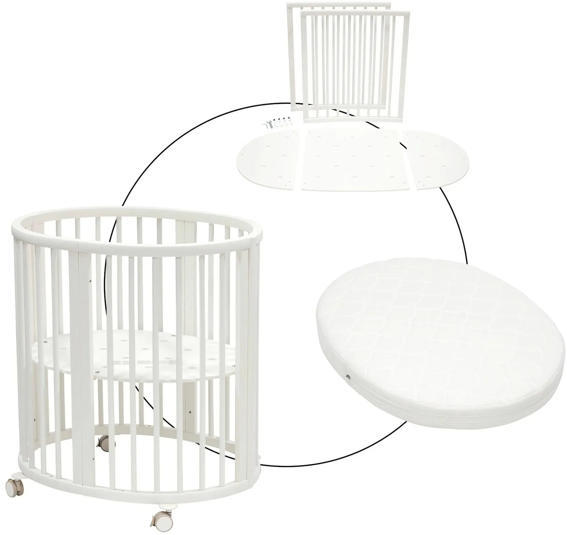 Stokke® SLEEPITM Babybett Sleepi Mini. Inkl. Umbausatz zum Kinderbett und Matratze, weiss