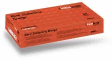 Meditrade Nitril StellarGrip Einmalhandschuhe, puderfrei, orange 1291S , 1 Karton = 10 Packungen à 50 Einmalhandschuhe, Größe S