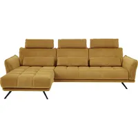 Ecksofa DIE PLANBAR "MP-IN20041 L-Form" Sofas Gr. B/H/T: 285cm x 84cm x 178cm, Velours, Ottomane links, mit Sitztiefenverstellung-mit Kopfstützen, gelb (curry) optional Sitztiefenverstellung und Kopfstützen