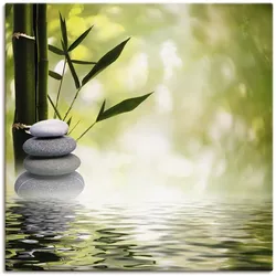 Wandbild ARTLAND "Asiatische Spa Steine", grün (farbe bild(er): grün), B:70cm H:70cm, Bilder, als Alubild, Outdoorbild, Leinwandbild, Poster, Wandaufkleber