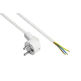 Good Connections Netzkabel Typ E+F (CEE 7/7, gewinkelt) an abisolierte Enden, weiß, 1,00 mm2, 5 m