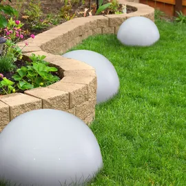 ETC Shop Solarleuchte Halbkugel Kugelleuchte Solar Außen Gartendeko Halbkugel, weiß, LED Leuchtmittel, d 20 cm, 2er Set