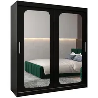 Abiks möbel MÖBEL Kryspol Schwebetürenschrank, Schwarz, Kunststoff, Nachbildung, 9
