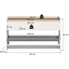 Möbel Boss Drive 110 x 61 x 32 cm weiß / mit Schublade, hängend