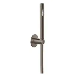 Herzbach Design iX PVD Wannenset 21.914100.1.40 Black Steel, mit Konushalter, Brauseschlauch 1.600mm