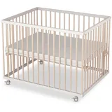 Sämann Babybett Laufgitter 75x100 cm mit Matratze Basic weiß/natur Premium Kollektion beige