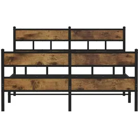 vidaXL Metallbett ohne Matratze Räuchereiche 140x190 cm
