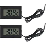 AITRIP 2 Stück digitales LCD-Thermometer, Temperaturmonitor mit externer Sonde für Kühlschrank, Gefrierschrank, Kühlschrank, Aquarium