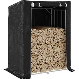 vidaXL Brennholzregal mit Regenschutz 150x100x200 cm Verzinkter Stahl - Schwarz
