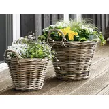 Rattan Korb Mittel Pflanzkörbe Blumen Garten Terrasse Größe Ø 35 x H 25 cm