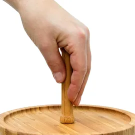 Relaxdays Etagere Bambus, Hxd: 25 x 25 cm, 2-stöckige Obstetagere, für Gebäck, Snacks, Nüsse, Servierplatte, natur