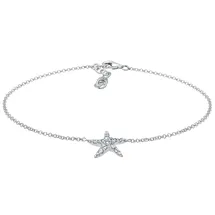 Elli Fußschmuck Damen Fußkettchen Seestern mit Kristalle in 925 Sterling Silber