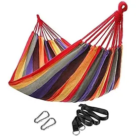 Songmics Hängematte, für 2 Personen, 210 x 150 cm, bis 300 kg belastbar, für Terrasse, Balkon, Outdoor, mit Transportbeutel, Befestigungsgurte und Karabiner inklusive, Regenbogen GDC15C