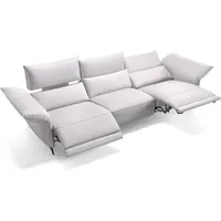 Sofanella - Leder 3-Sitzer xxl cuneo Weiß m: 328 Breite x 101 Tiefe Füße: Schwarz - Weiß