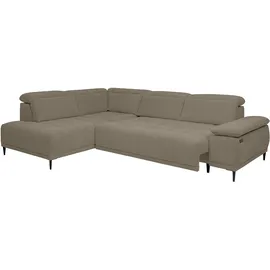 werk2 Ecksofa WERK2 "Focus-L, elektrisch erweiterbare Sitztiefe um ca. 30 cm, L-Form", beige, B:204cm H:82cm T:278cm, 100% Polyester, Sofas, Ecksofa, Komfort nach Maß: Ausziehbare Sitztiefe, verstellbare Kopfteile & Füße